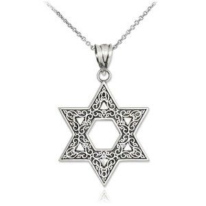Vintage-Style Fine Silver Star of David Necklace